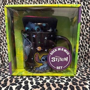 Disney Stitch Black Mug and Sock Set